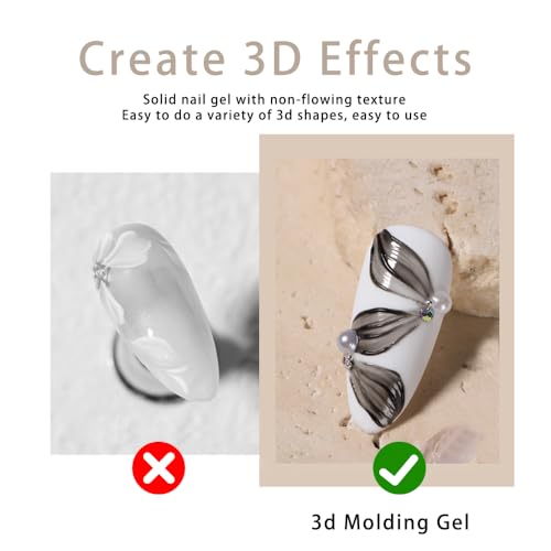 Black Solid 3D Nail Sculpting Gel - Non-Wipe UV/LED Nail Art Builder Gel