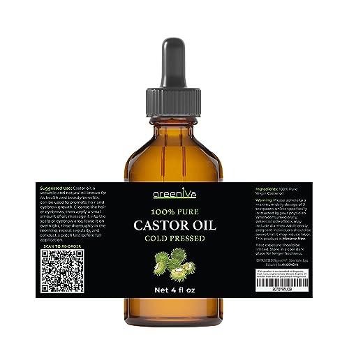 GreenIVe 100% Pure Castor Oil 4oz - Cold-Pressed Hair & Lash Growth