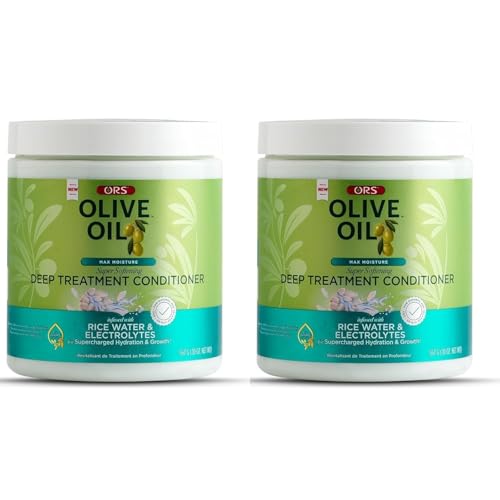 ORS Olive Oil Max Moisture Deep Treatment Conditioner with Rice Water & Electrolytes 20.0 Ounces (Pack of 2)