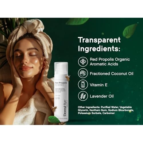 DermaHive - Red Propolis Restorative Serum with Vitamin E, Antioxidants & Lavender Oil, Anti Aging Face Serum for Women & Men, Antioxidant, Skin Repair, Glowing Skin, Scar Removal, Airless Pump - 50g