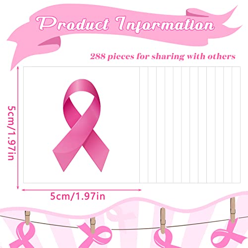 288 Pieces Pink Ribbon Temporary Tattoos Breast Cancer Awareness Tattoo Breast Cancer Stickers Temporary Stickers Pink Ribbon Face Decorations for Party