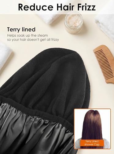 Aquior Extra Large Terry Lined Waterproof Shower Cap for Women