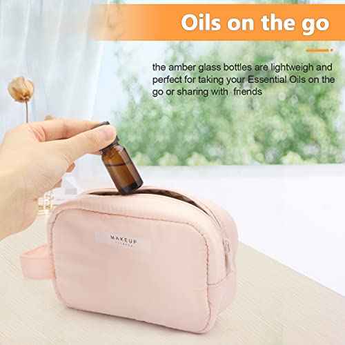 10 ml(1/3 oz) Sample Glass Bottles For Essential Oils 20 Pcs Empty Glass Dropper Vials With Orifice Reducers For DIY Perfume Aromatherapy Fragrance Cosmetic Oils (amber)