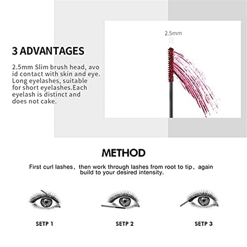 9 Colors Colored Mascara Set for Eyelashes, Red Pink Purple Blue White Black Halloween Rainbow Colorful Mascara Waterproof Charming Long Lasting Voluminous Eye Makeup Valentine's Day Gifts for Women