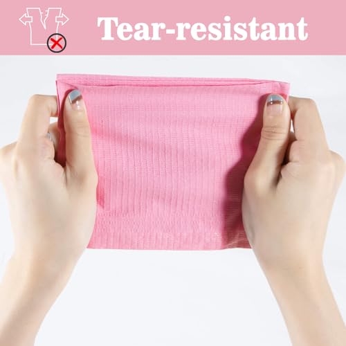 MAQIHAN 75pcs Pink Disposable Dental Bibs for Dentist, Nail & Tattoo Salons
