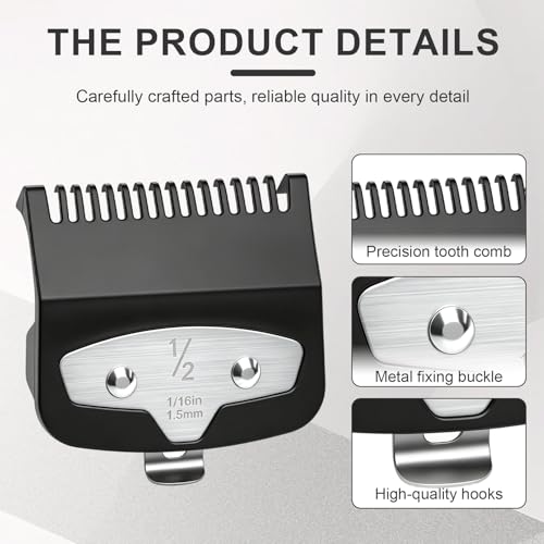 Black Clipper Guard Set Compatible with Wahl Hair Clippers - 10 Sizes