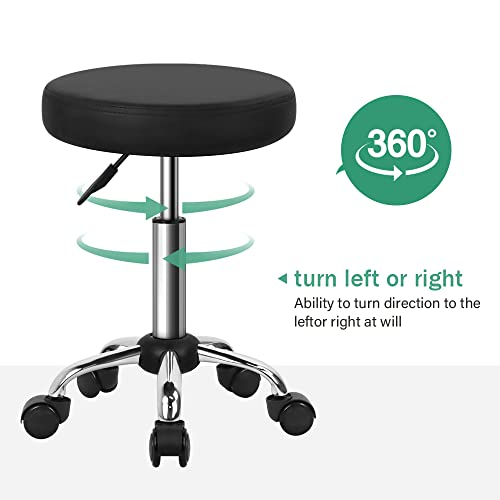 Adjustable Salon Stool with Wheels - Rolling Task Chair for Spa