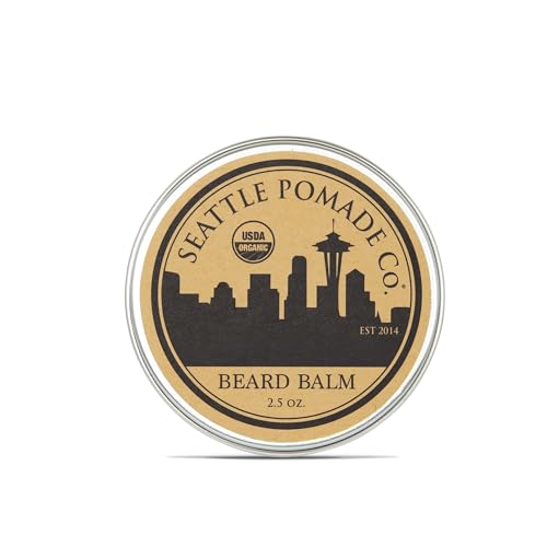 Seattle Pomade Co. Certified Organic Beard Balm made with Organic Beeswax. Strengthens & Softens Beards & Mustaches. Globally sourced certified organic materials.