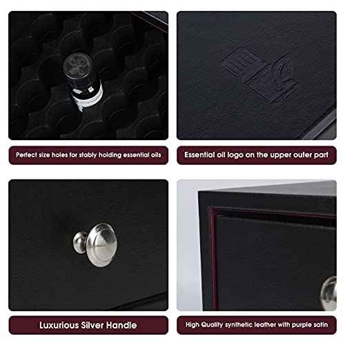 J JACKCUBE DESIGN Essential Oil Organizer Storage Box Case, Holds 96 Bottles 5-15ml Essential Oils, Roller Bottles- Leather Drawer Oil Holder Display- MK525A