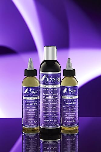 The Mane Choice Hair Care Nourish & Shine Length Retention Kit: 2 x 4 oz The Alpha Multi-Vitamin Scalp Nourishing Hair Growth Oil & 1 x 8 oz 3-in-1 Leave In Conditioner, Co-Wash & Detangler