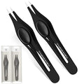 Professional Stainless Steel Eyebrow Tweezers Set - Slant & Pointed Tips for Facial Hair Removal