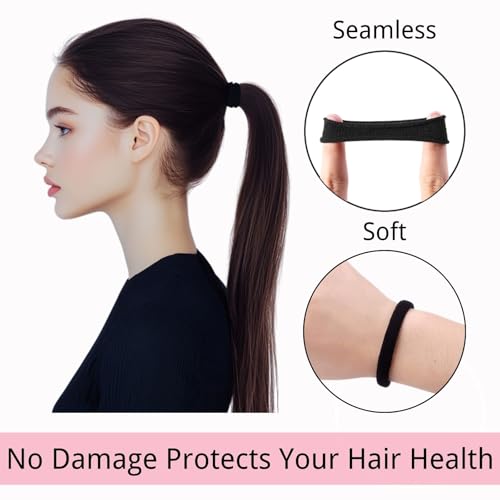 LuSeren 120-Pack Black Hair Ties for Thick Hair