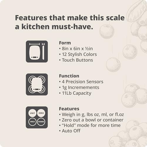 Greater Goods Digital Kitchen Scale - Cooking, Baking, Meal and Food Prep Scale, Weighs in Grams, Pounds and Ounces, Birch