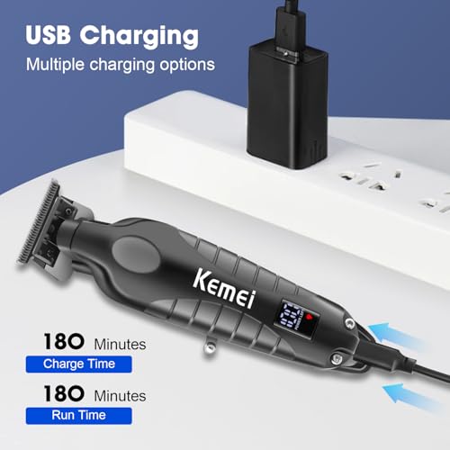 KEMEI Professional Hair Clipper for Men,Cordless Rechargeable Hair Clipper, Clipper and Trimmer for Hair Cutting, Haircut Clipper, Gift for Men