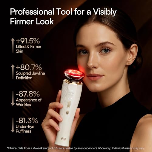 INIA Flare 3-in-1 Microcurrent Facial Device with Red Light Therapy - White
