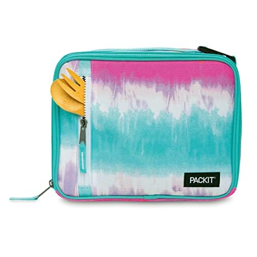 PackIt Freezable Classic Lunch Box, Tie Dye Sorbet, Built with EcoFreeze Technology, Collapsible, Reusable, Zip Closure With Zip Front Pocket and Buckle Handle, Designed for Lunches