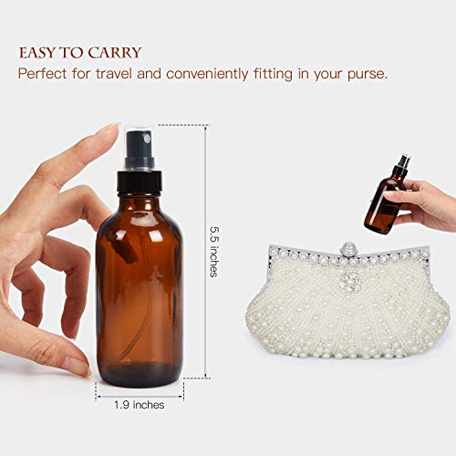 4oz Amber Glass Spray Bottles with Fine Mist Atomizers - 8 Pack