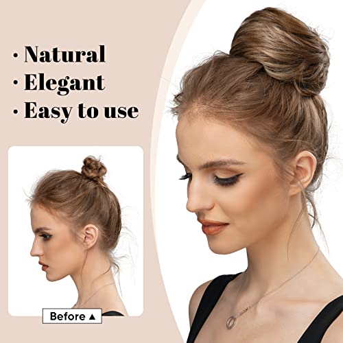 SARLA Dark Brown Drawstring Hair Bun Extension Updo