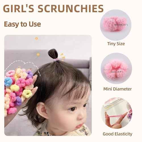 Small Hair Ties for Toddler Gilrs,Adult's Fine Hair,120pcs,No Damage Mini Hairties for Kids,Children,Soft Cotton Tiny Hair Tie,Seamless,Won't Pull Out (Brown)
