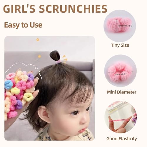 Small Hair Ties for Toddlers & Fine Hair, 100pcs Soft Cotton