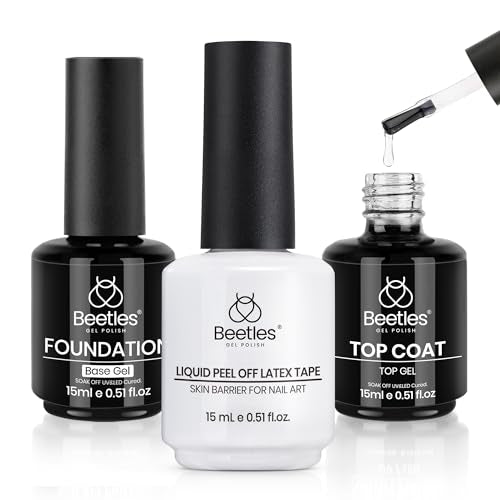 Beetles No Wipe Gel Top & Base Coat Set N-Clear-3 – 3x15ml Gel Nail Polish Kit