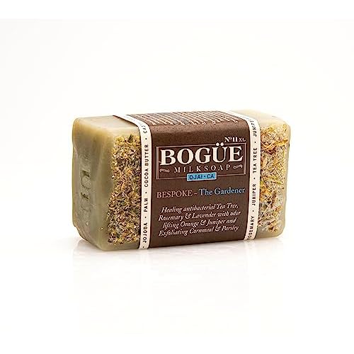 Handmade Goat Milk Soap Giftset-BOGUE No.11XL Gardener Blend Large 6oz+ Juniper Berry & Cornmeal Remove the dirt Healing Essential oils of Tea Tree, Rosemary & Lavender
