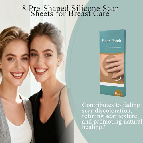 Scar Away Silicone Scar Sheets for Breast - 8 Pack (4 Areola + 4 Anchor) - Reusable for C-Section, Breast & Surgical Scars and Keloid Scars