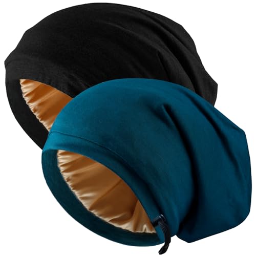 Silk Satin Sleep Bonnet for Women & Men – 2 Pack