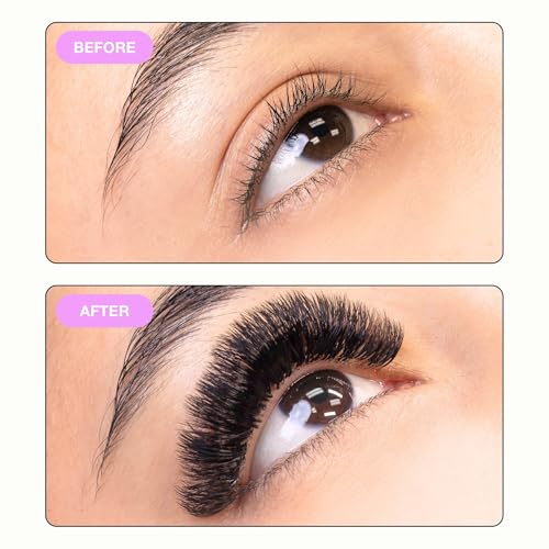 Curacoro Super Mink Eyelashes Extensions - Multi Selections from 0.03 to 0.2, C CC D Curl, 7-15 mm Length Mixed Tray Silk Eyelashes, Individual Eyelash Extensions (0.03 C 7-15 mm)