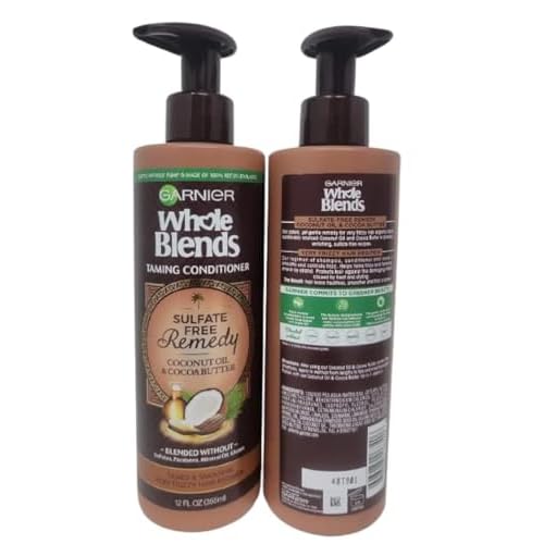 Garnier Whole Blends Sulfate Free Remedy Coconut Oil Conditioner for Frizzy Hair - 12 fl oz (PACK OF 2)