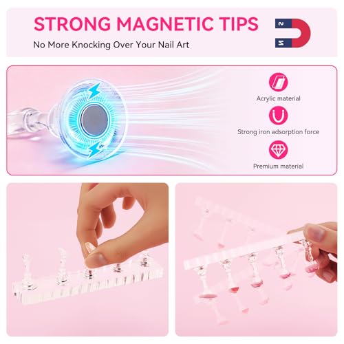Magnetic Nail Stand Kit for Press On Nails with 200 Tape & Case