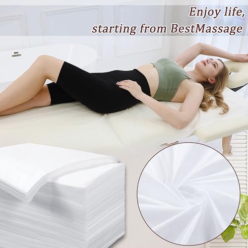 XATUMO 100 Pack White Disposable Massage Bed Sheets 31 x 71 Inches Spa Covers