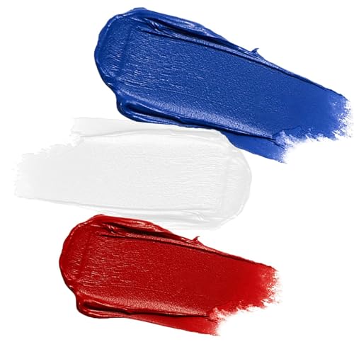 Patriotic Red White Blue Face Paint Stick Set with Glitter Stickers