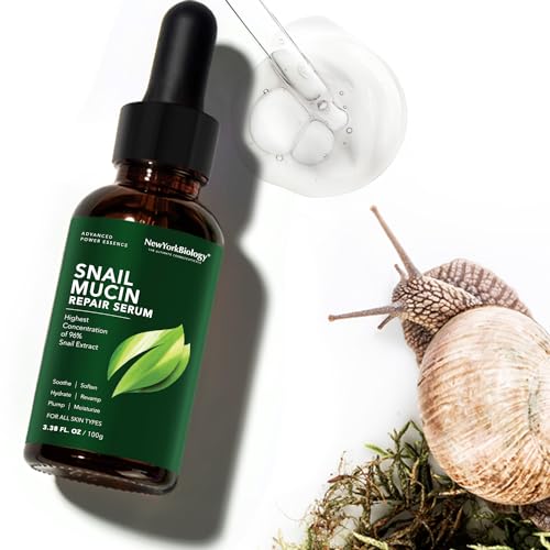 New York Biology 96% Korean Snail Mucin Serum for Face 3.38 Fl. oz 100 ml ? Facial Skin Care Snail Mucin Moisturizer for Dry, Dull Skin and Wrinkles ? Skin Care Hydrating Face Serum