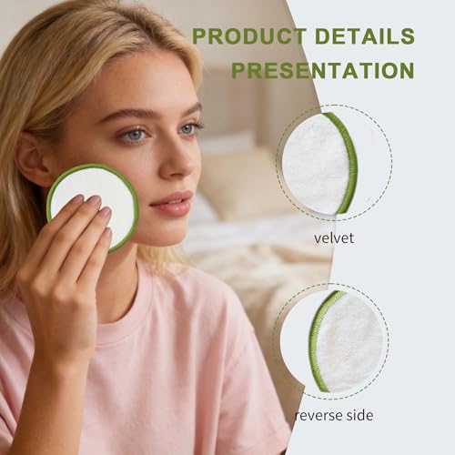 Reusable Bamboo Makeup Remover Pads 28-Pack with Laundry Bag & Storage Box