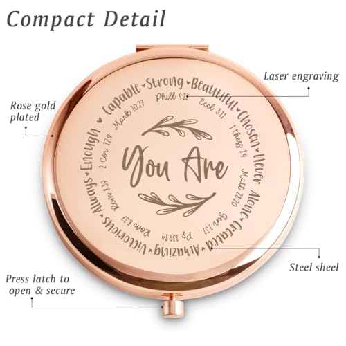 Personalized Christian Compact Mirror for Women, 2.5" Dual Magnification