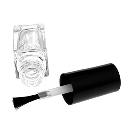 10Pcs Clear Empty Glass Nail Posh Bottle 5ml Square Shape Refillable Containers