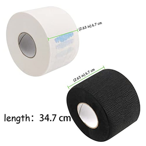 10 Rolls Disposable Barber Paper Neck Strips, 1000 Strips Professional Stretchy Paper Neck Band, Protector Stretchy Strips Cutting Accessories for Hair Cut, Beauty Salon, Black and White