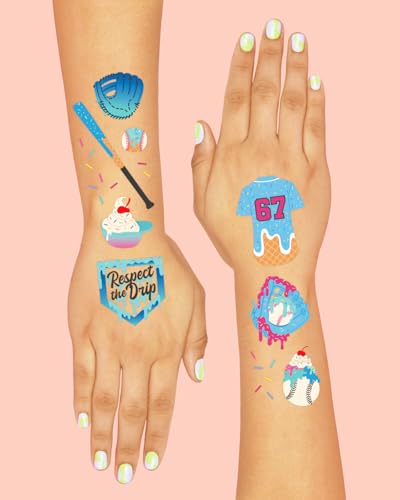 Baseball Drip Temporary Tattoos - 60 Pack Party Favors