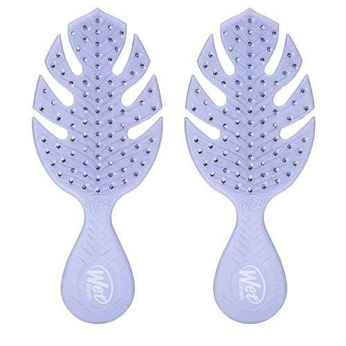 Wet Brush Go Green Mini Detangler, Purple - Detangling Travel Hair Brush - Ultra-Soft IntelliFlex Bristles Glide Through Tangles & Gently Loosens Knots While Minimizing Pain & Breakage (Pack of 2)