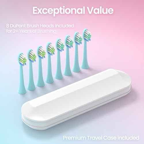 YUNCHI Sonic Electric Toothbrush for Adults & Kids, Rechargeable Battery Electric Toothbrush, 8 Brush Heads, 5 Modes, 44000 VPM Motor, 2 Min Smart Timer, IPX7 Waterproof, Travel Case, 90 Days-Gradient