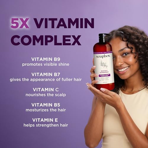 Soapbox Biotin & Collagen Super Fruit Conditioner for Thin, Fine, Thinning Hair | Volumizing & Softening Conditioner to Promote Hair Growth, Strength, Fullness, 1 Liter Pump Bottle