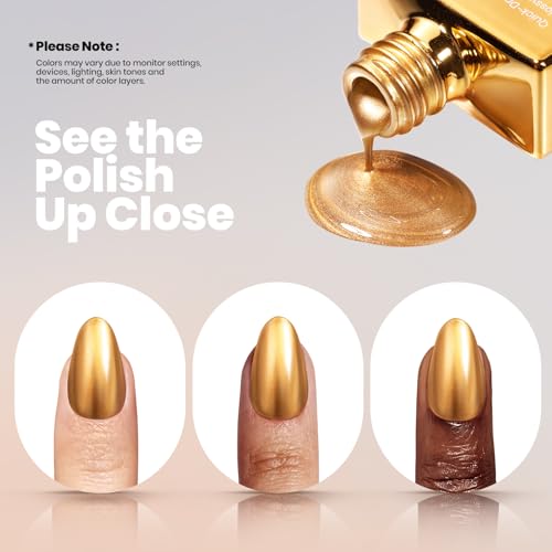 Beetles Gold Chrome Nail Polish - Quick Dry Metallic Finish 15ML