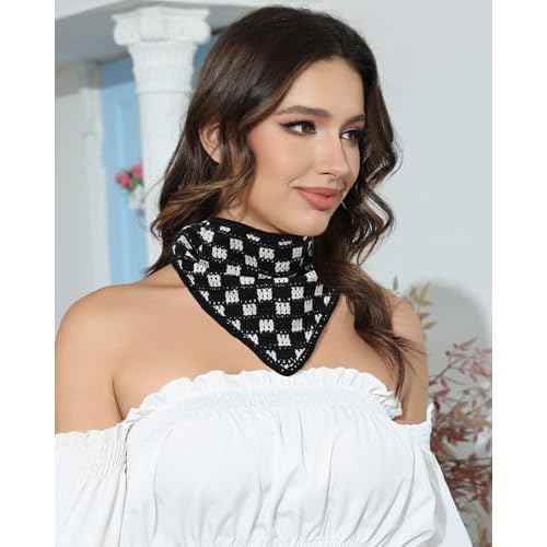 AWAYTR Crochet Head Scarf Hair Bandanas Women Knit Bandana Headband Scarf Tie-Back Head Coverings Floral Headscarf for Girls