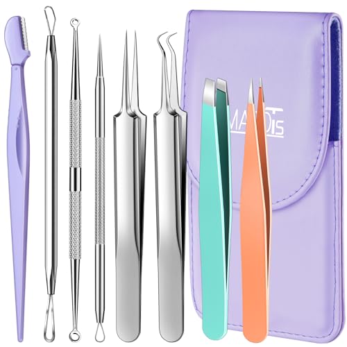9pc Blackhead Remover & Ingrown Hair Tweezers Kit