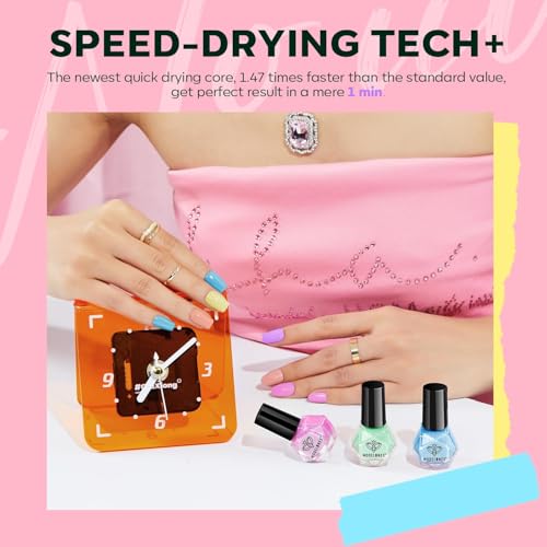 Modelones Pastel Macaron Nail Polish Set A07-Macaron, 6 Quick Dry Colors for Summer & Gift
