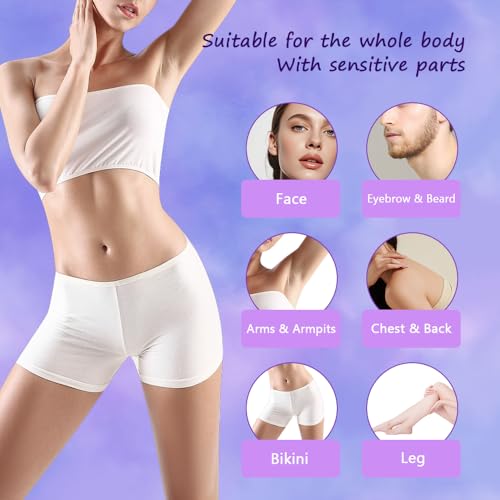 TooGet Hair Removal Wax, Lavender Flavor Wax Beads for Sensitive Skin, Suitable for Face, Eyebrow, Leg, Coarse Body Hair Specific - 14OZ