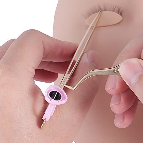 Pretty memory 100 Pcs Glue Rings for Eyelash Extensions, Can Fasten to Tweezers, Easy Fanning Glue Holder for Volume Lashes, Disposable Lash Glue Rings Eyelash Extension Supplies (Pink)