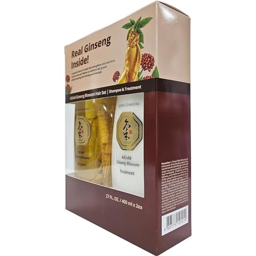 Daeng Gi Meo Ri - Ki Gold Ginseng Blossom Hair Set, Shampoo 13.5FL OZ/400ml and Treatment 13.5FL OZ/400ml
