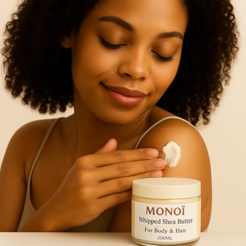 AMDM Whipped Shea Butter with Tahitian Monoi - Tropical Moisturizing Body Butter for Skin & Hair | Lightweight & Non-Greasy, Enhances Glow & Softness | 6.76 oz Jar